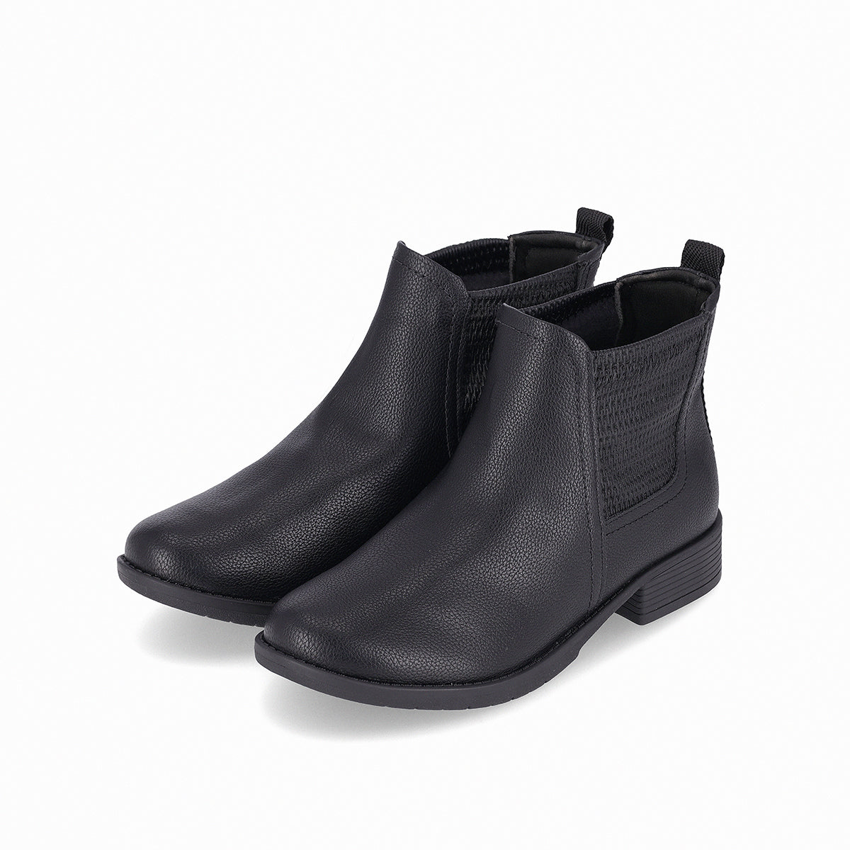 botín casual leci al tobillo de tacón bajo con elástico negro