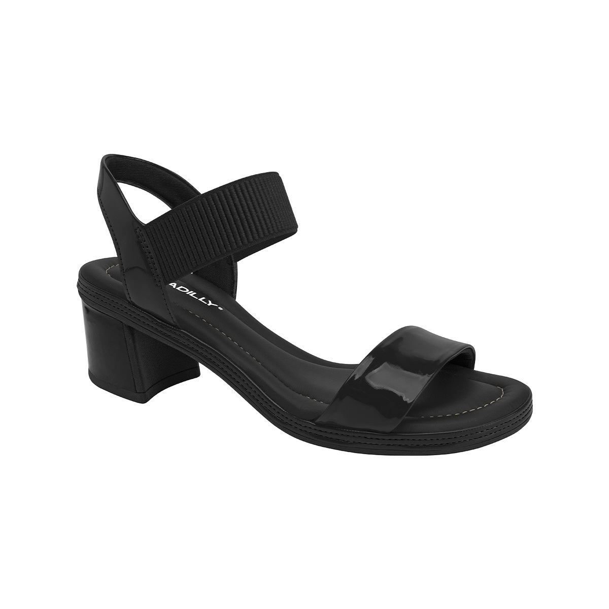 sandalia paola de tacon medio grueso para vestir para mujer negro