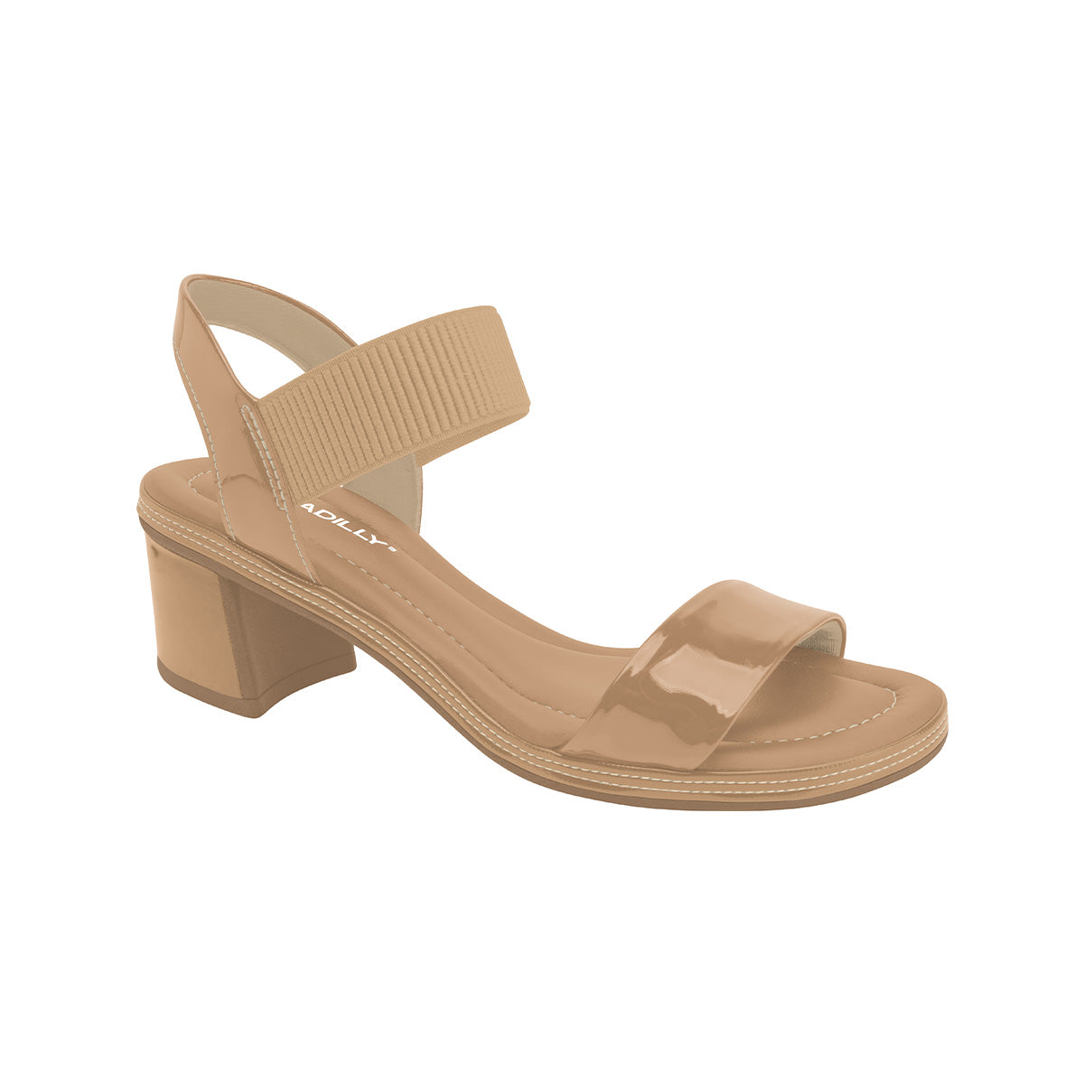 sandalia paola de tacon medio grueso para vestir para mujer nude