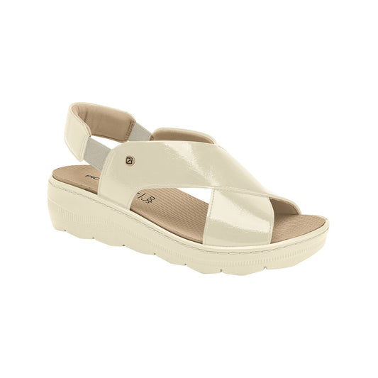 sandalia spa de tacon medio corrido con plantillas relajantes intercambiables para mujer blanco