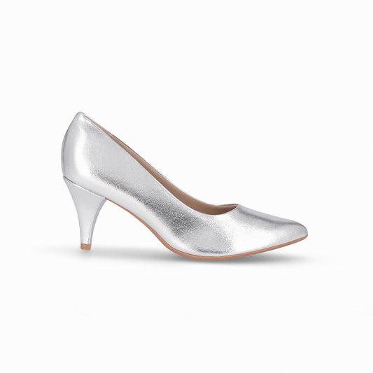 Zapatillas tipo Stiletto color plata diseño clásico y elegante ideales para ocasiones formales para mujer