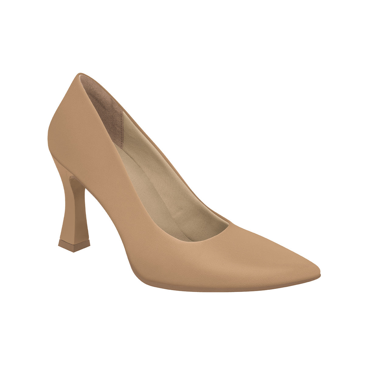 Zapatilla Stiletto color nude café claro tacón alto 9 cm puntera en punta para mujer colección Silvana. Diseño clásico y elegante, suela adherente, plantilla anatómica.