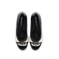 Zapatillas tacón medio 5 cm con eslabón con toques dorados para mujer, diseño bicolor blanco y negro y plantilla cómoda vista superior