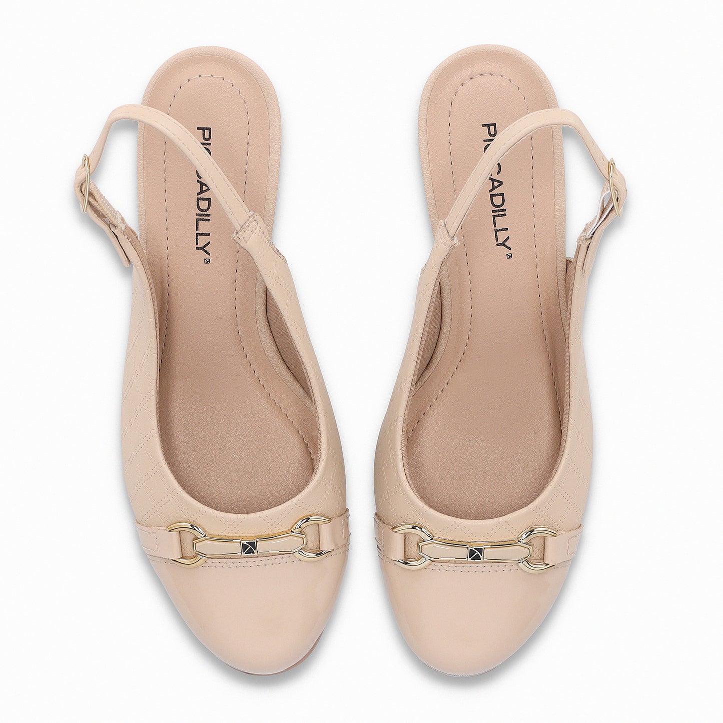 Escarpín tacón medio semi abierto con detalle al frente – Laura