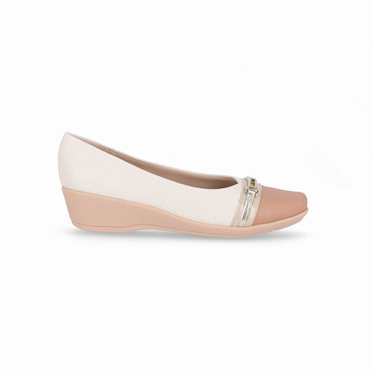 Zapato cap toe cuña media y hebilla para mujer – Ivone