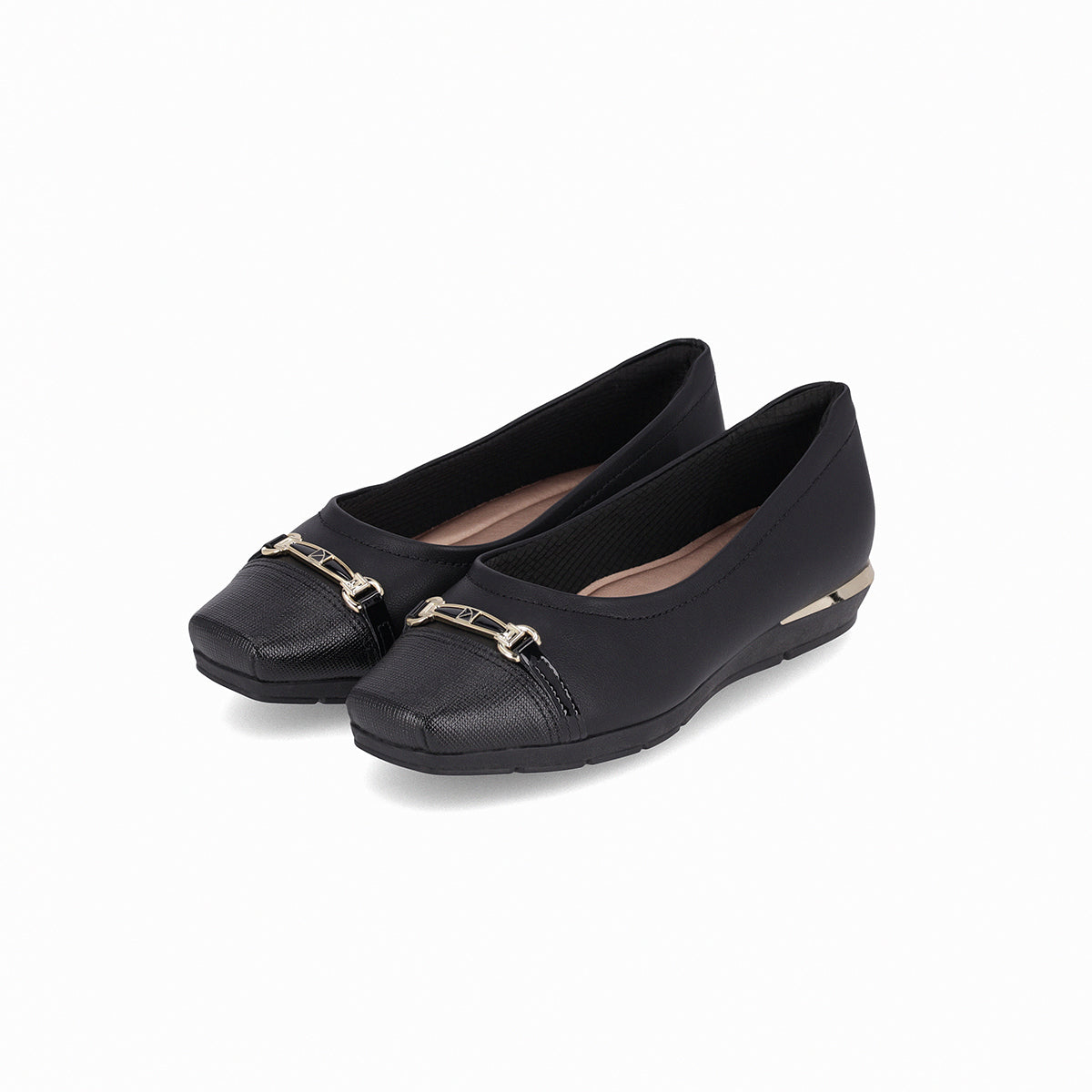Balerina cap toe con hebilla y puntera cuadrada – Fernanda