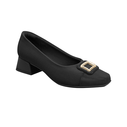 Zapatilla tacón medio 3.5 cm eslabón cuadrado al frente – Tati
