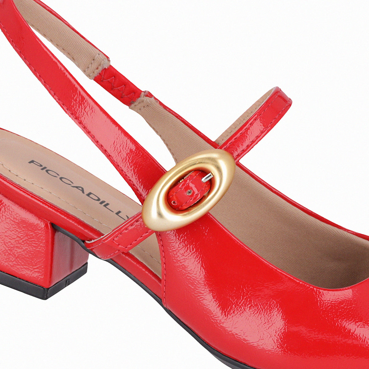 Zapatilla semi abierta de tacón medio con tira ajustable - Tati