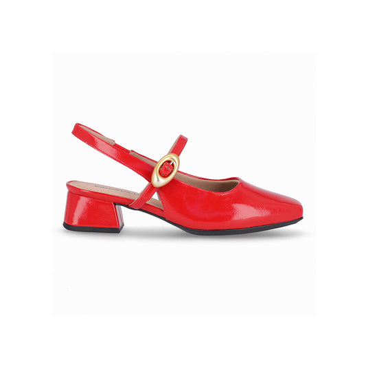 Zapatilla semi abierta de tacón medio con tira ajustable - Tati