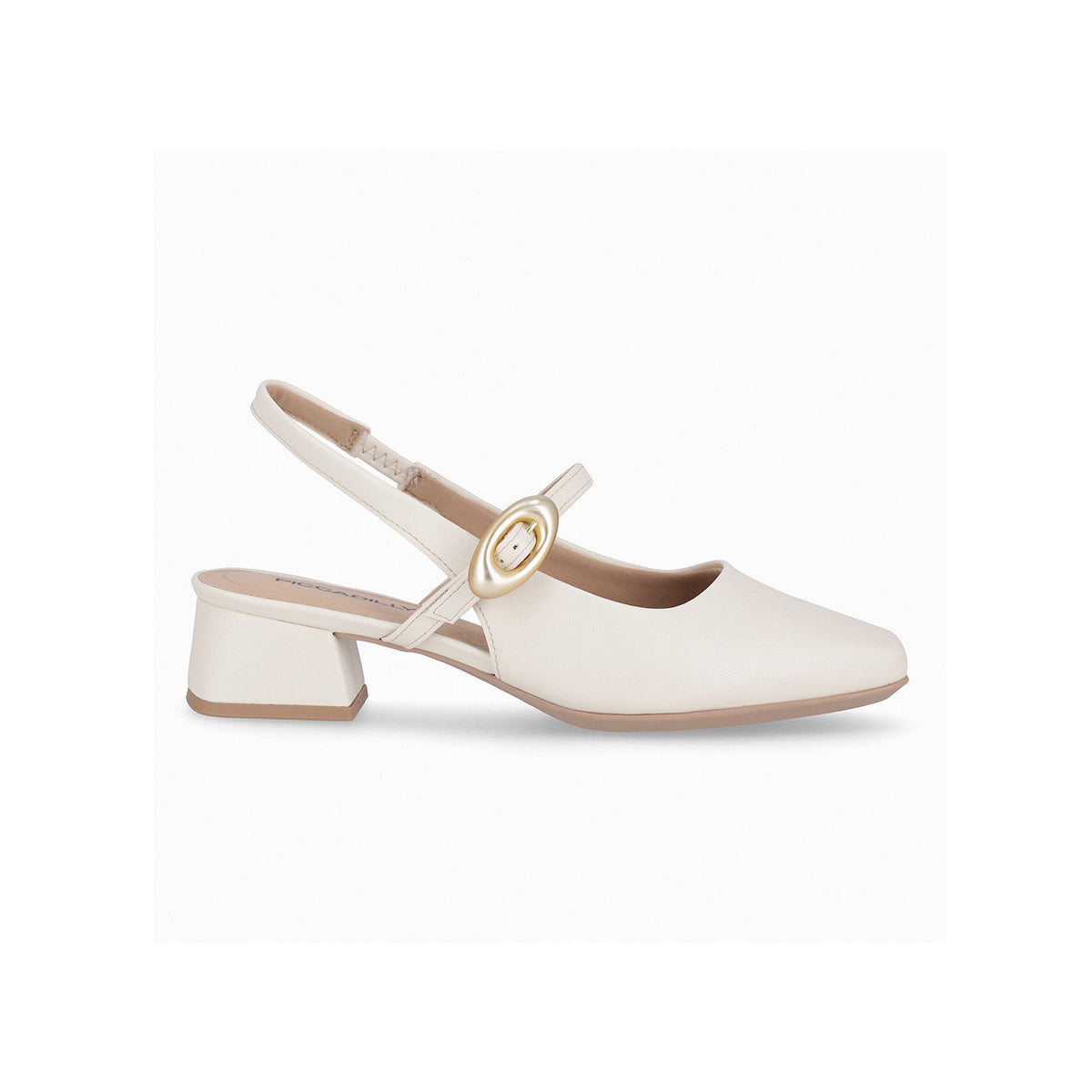 Zapatilla semi abierta de tacón medio con tira ajustable - Tati