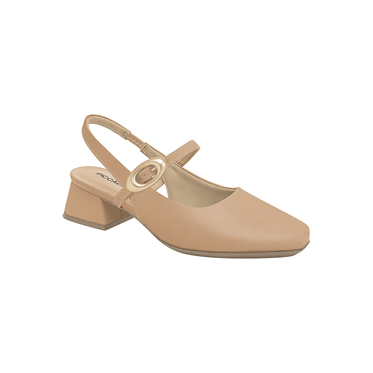 Zapatilla semi abierta de tacón medio con tira ajustable - Tati