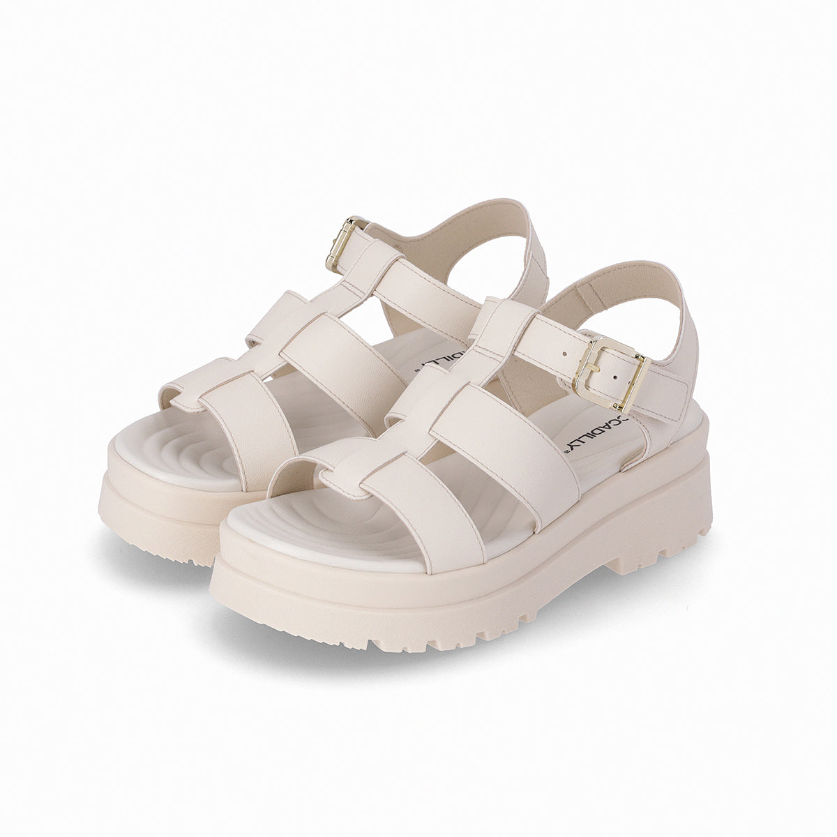 Sandalias mujer plataforma tipo chunky con tiras 5cm color blancos ajuste con correa al tobillo