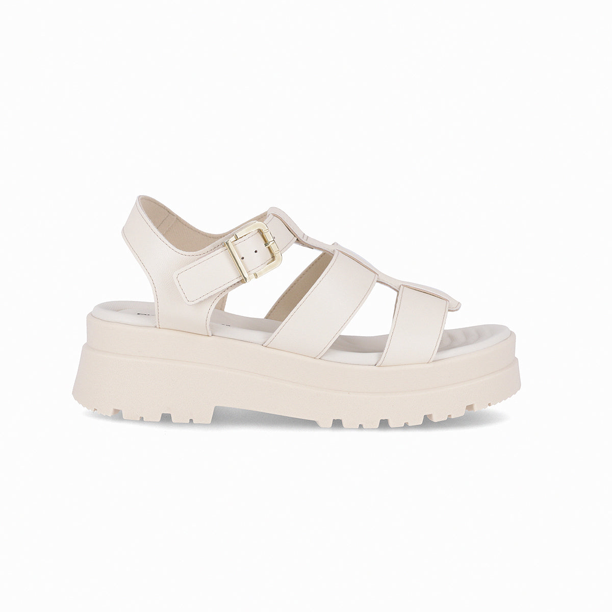 Sandalia mujer plataforma tipo chunky con tiras 5cm color blanco
