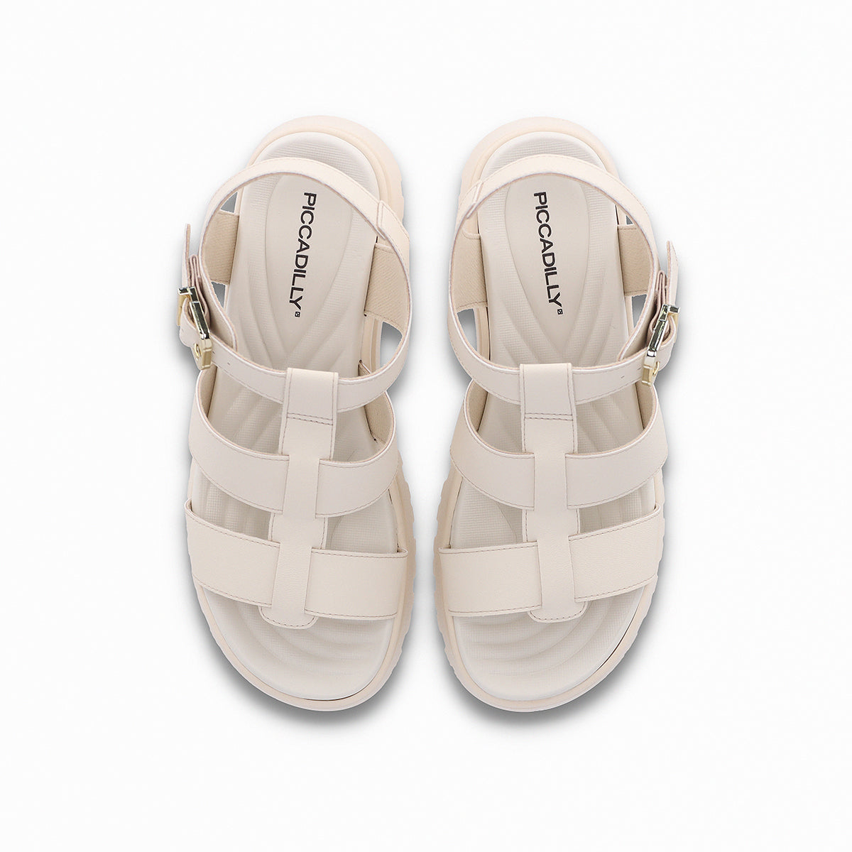 Sandalias mujer plataforma tipo chunky con tiras 5cm color blancos ajuste con correa al tobillo plantilla comoda
