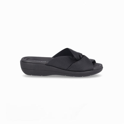 sandalias abiertas de vestir con dos tiras cruzadas para mujer diseño moderno y funcional color negro vista lateral