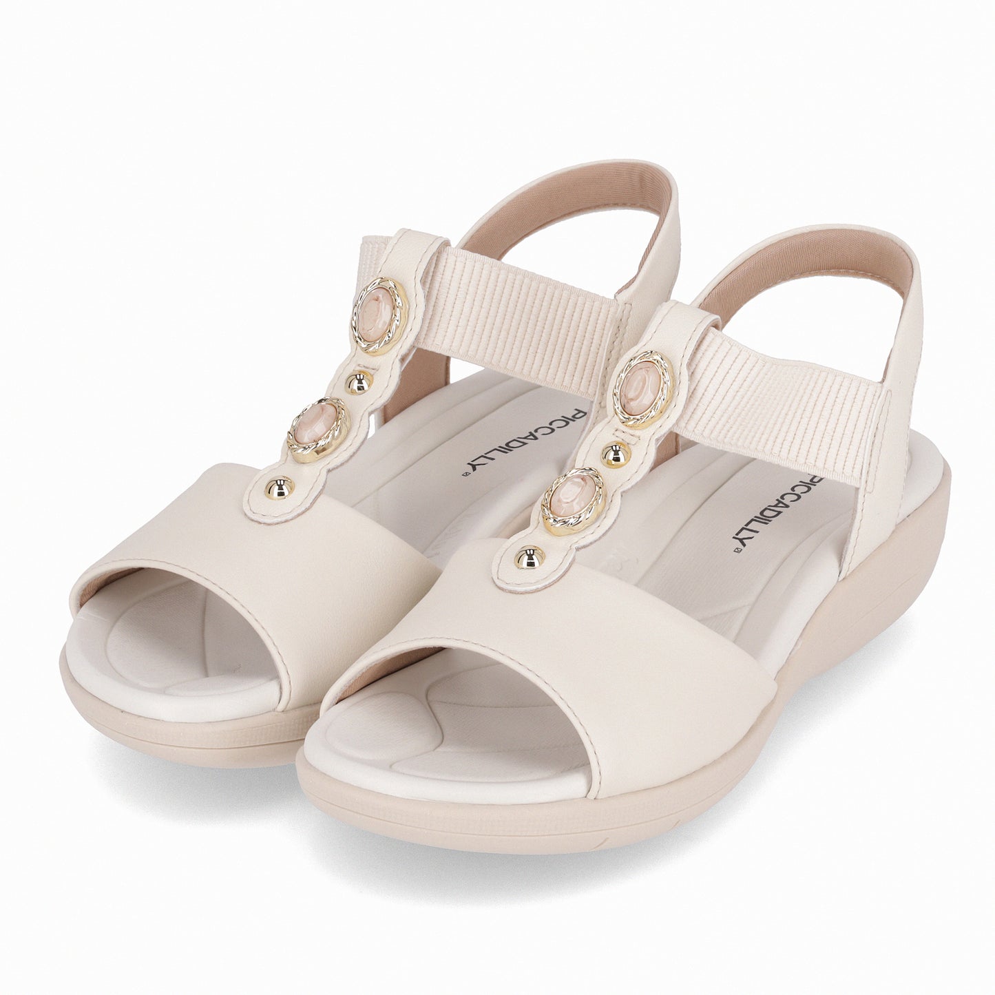 Sandalias cuña baja ajustable con piedras – Fascitis