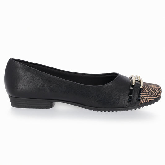 Balerina cuña baja 1.5 cm cap toe y eslabones - Raquel