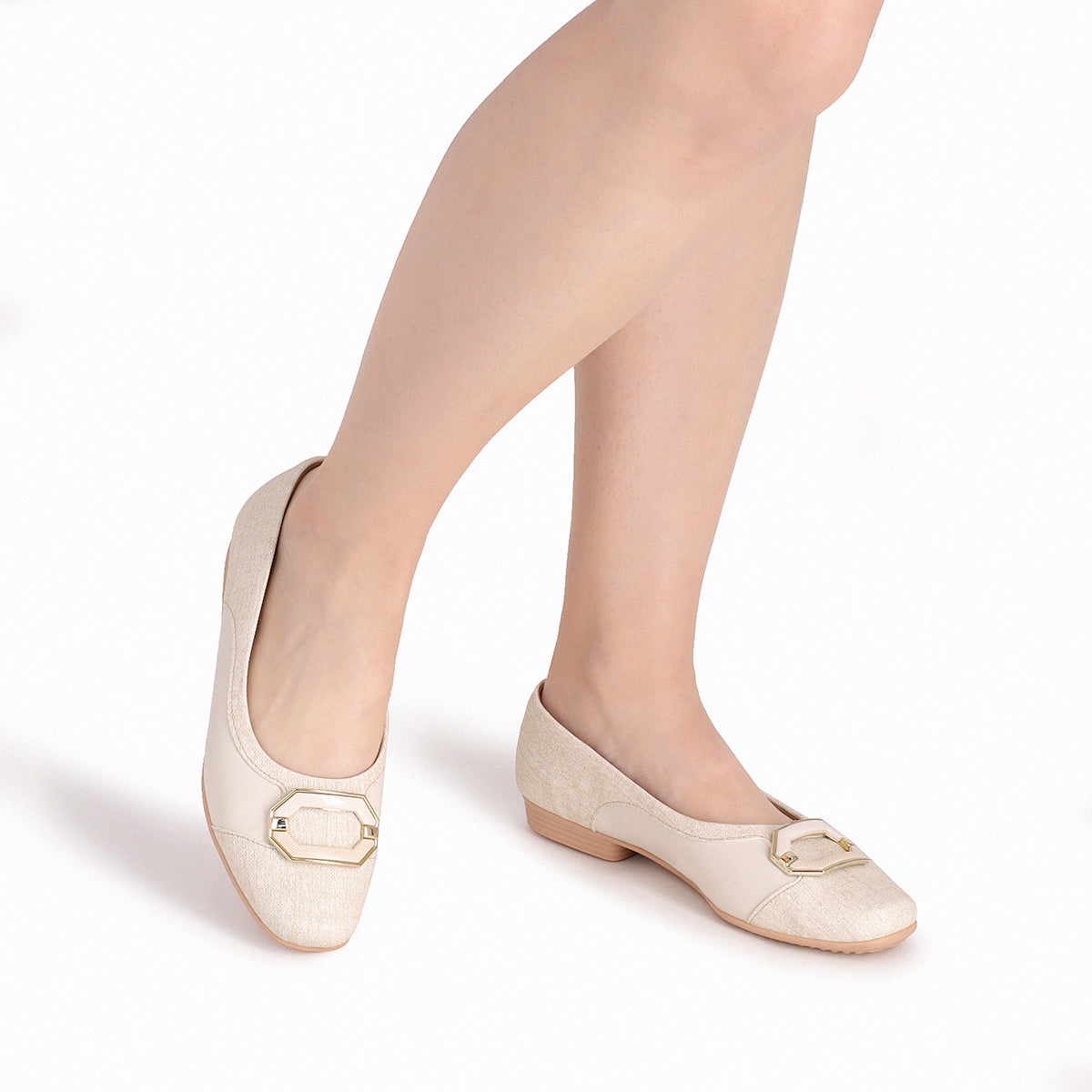 Balerina con hebilla, tacón bajo, ligera y moderna - Raquel