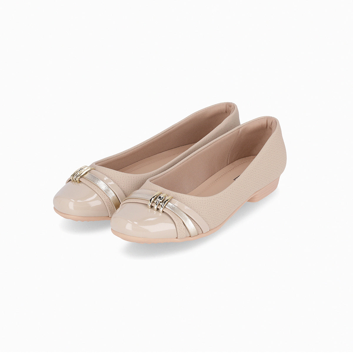 Balerina cap toe tiras sobre el empeine y hebilla – Raquel