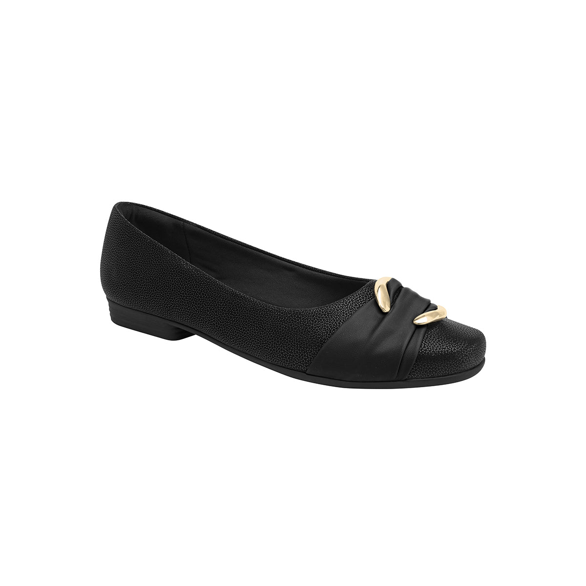 Balerina con detalle dorado y fruncido al frente – Raquel