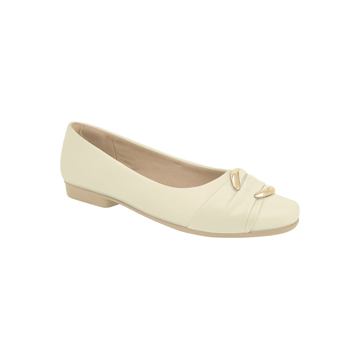 Balerina con detalle dorado y fruncido al frente – Raquel
