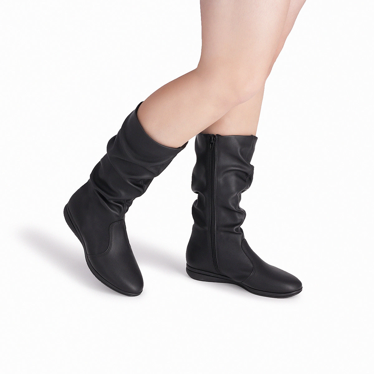 Botas debajo de la rodilla diseño fruncido tacón bajo - Sandy