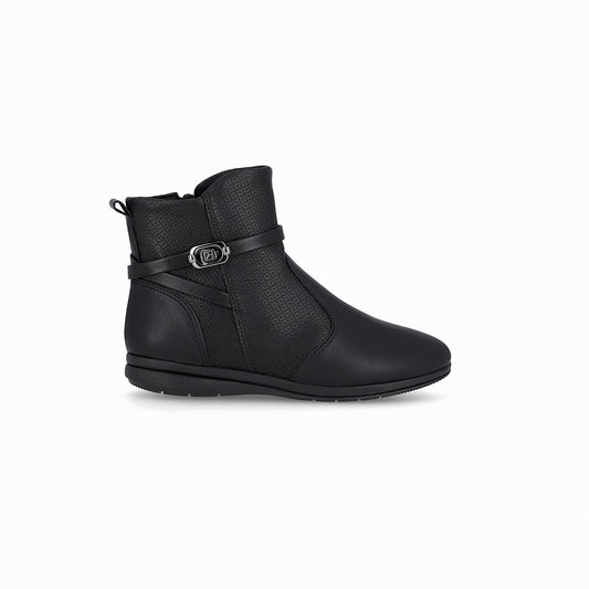 Botines al tobillo con doble textura y hebilla lateral - Anabela