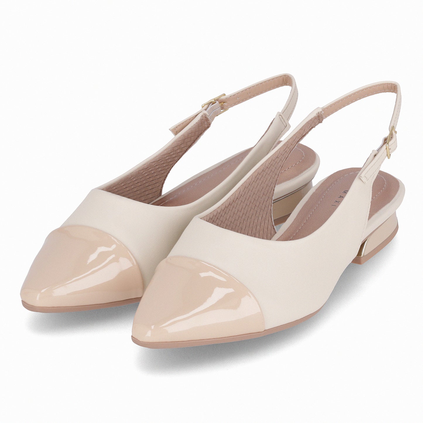 Balerina tacón bajo semi abiertos bicolor – Silvia