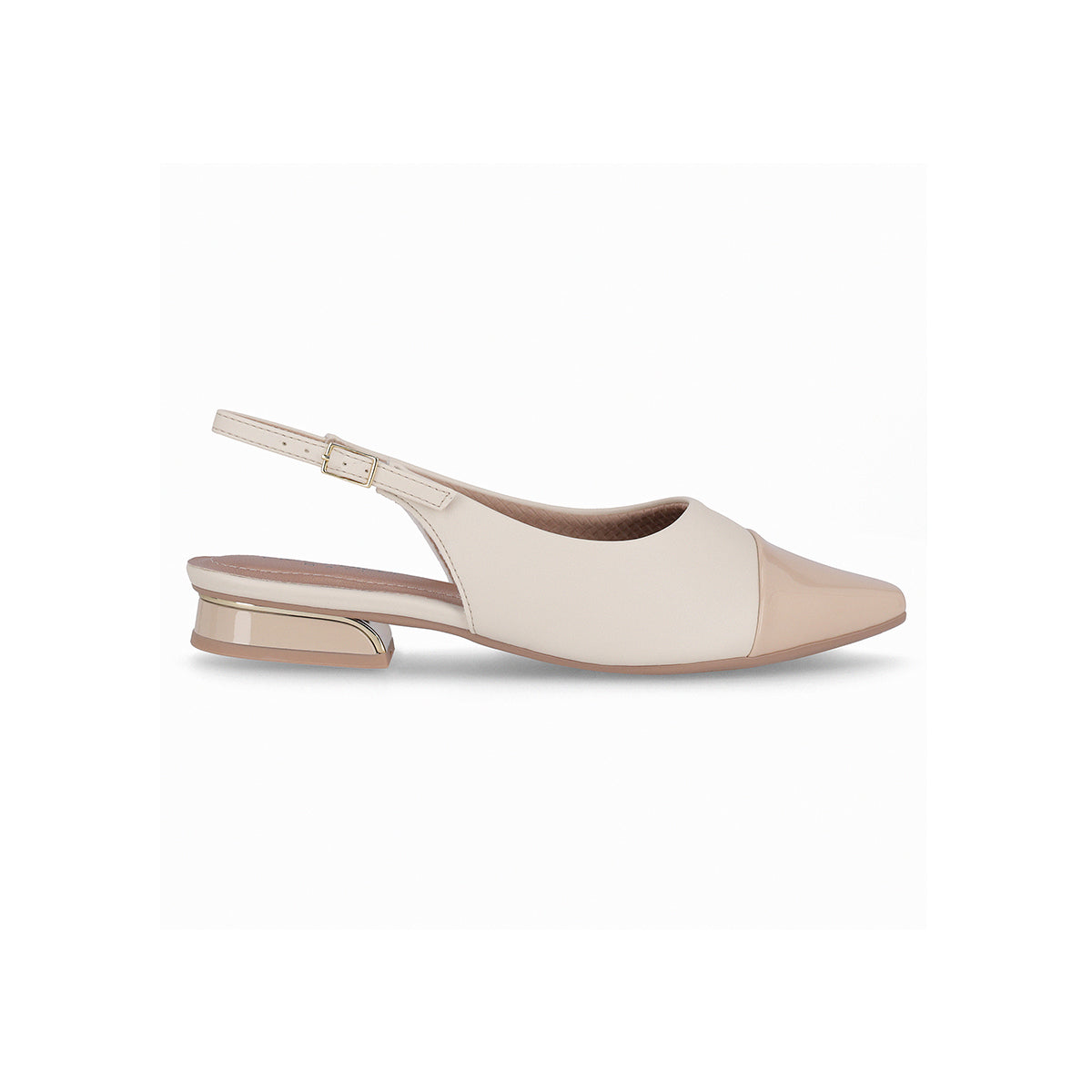 Balerina tacón bajo semi abiertos bicolor – Silvia