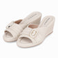 Sandalias cuña alta con hebilla al frente y costuras – Alice