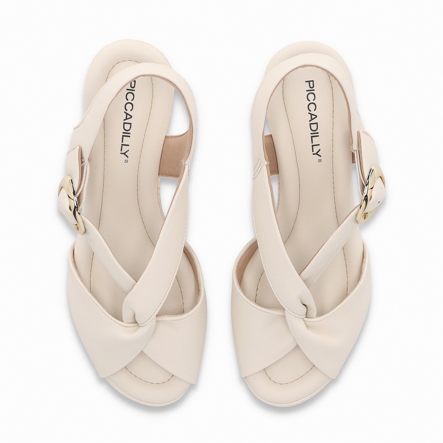 Sandalias cuña alta con hebilla al tobillo y tiras entrelazadas al frente – Alice