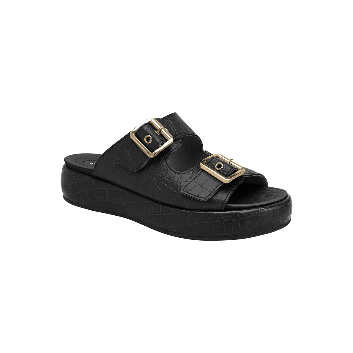 Sandalias de plataforma croco slip-on con hebillas - Sol