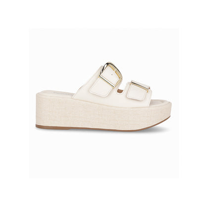 Sandalia corrida con doble hebilla al frente - Contemporanea