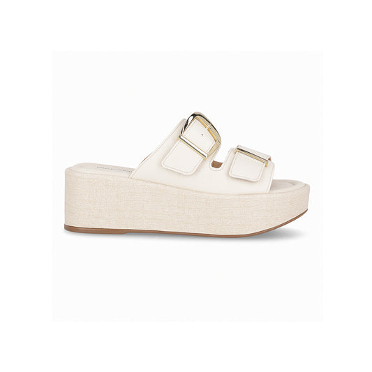 Sandalia corrida con doble hebilla al frente - Contemporanea