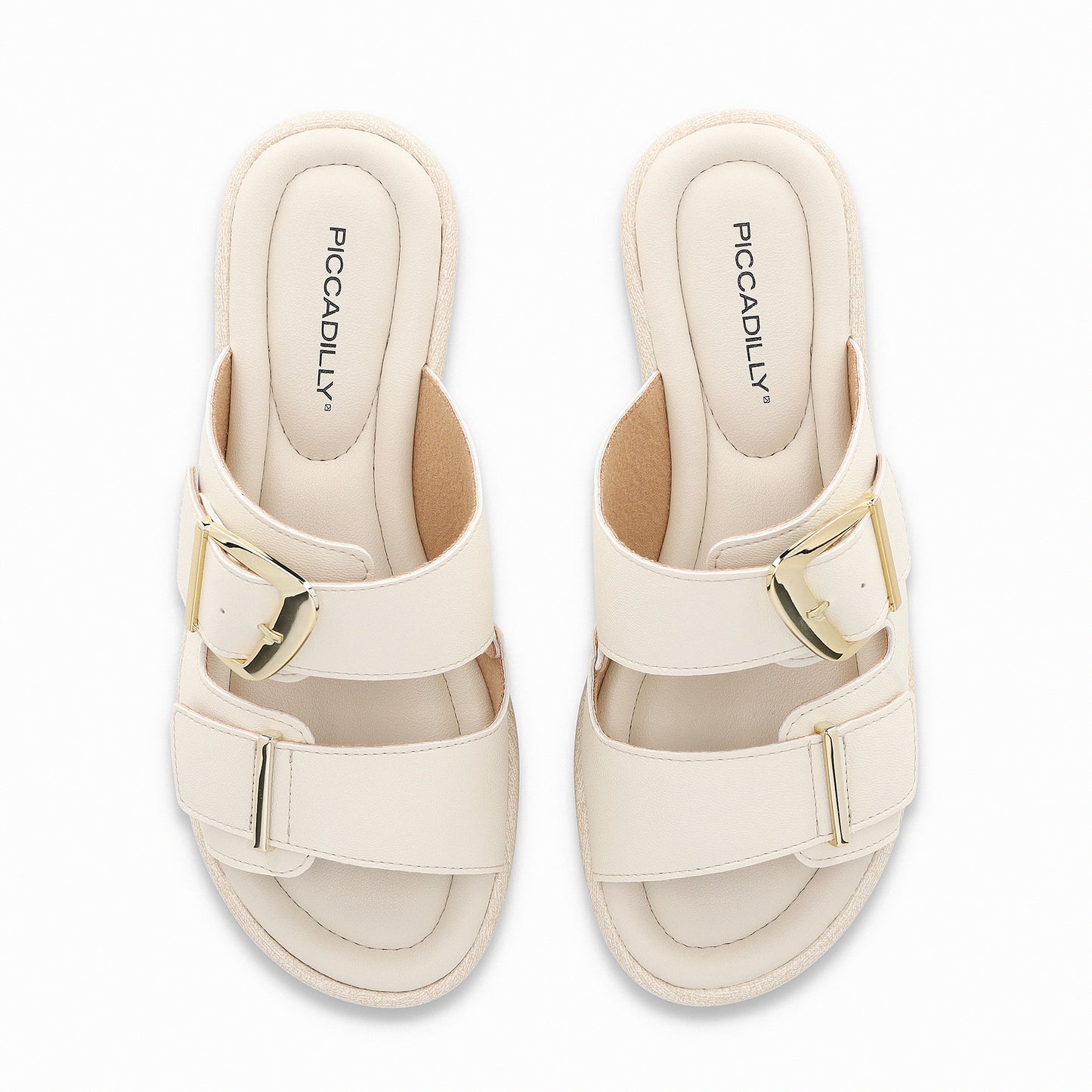 Sandalia corrida con doble hebilla al frente - Contemporanea