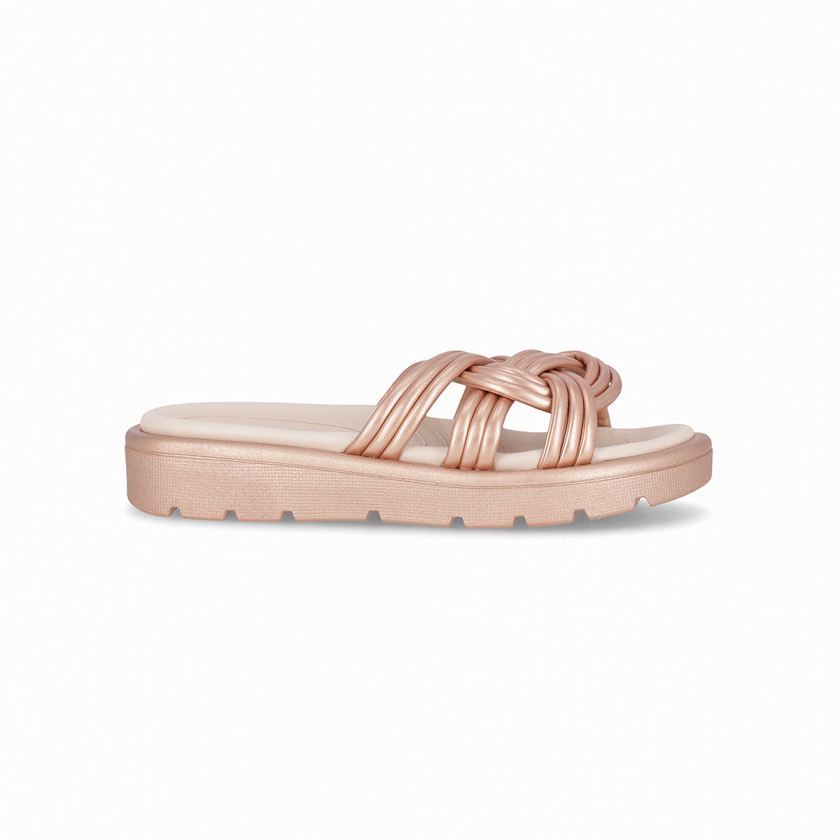 Sandalia casual tiras engarzadas suela mediana – Gabriela