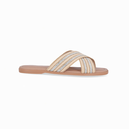 Sandalia estilo moderno de tiras anchas crizado con brillos – Gabi