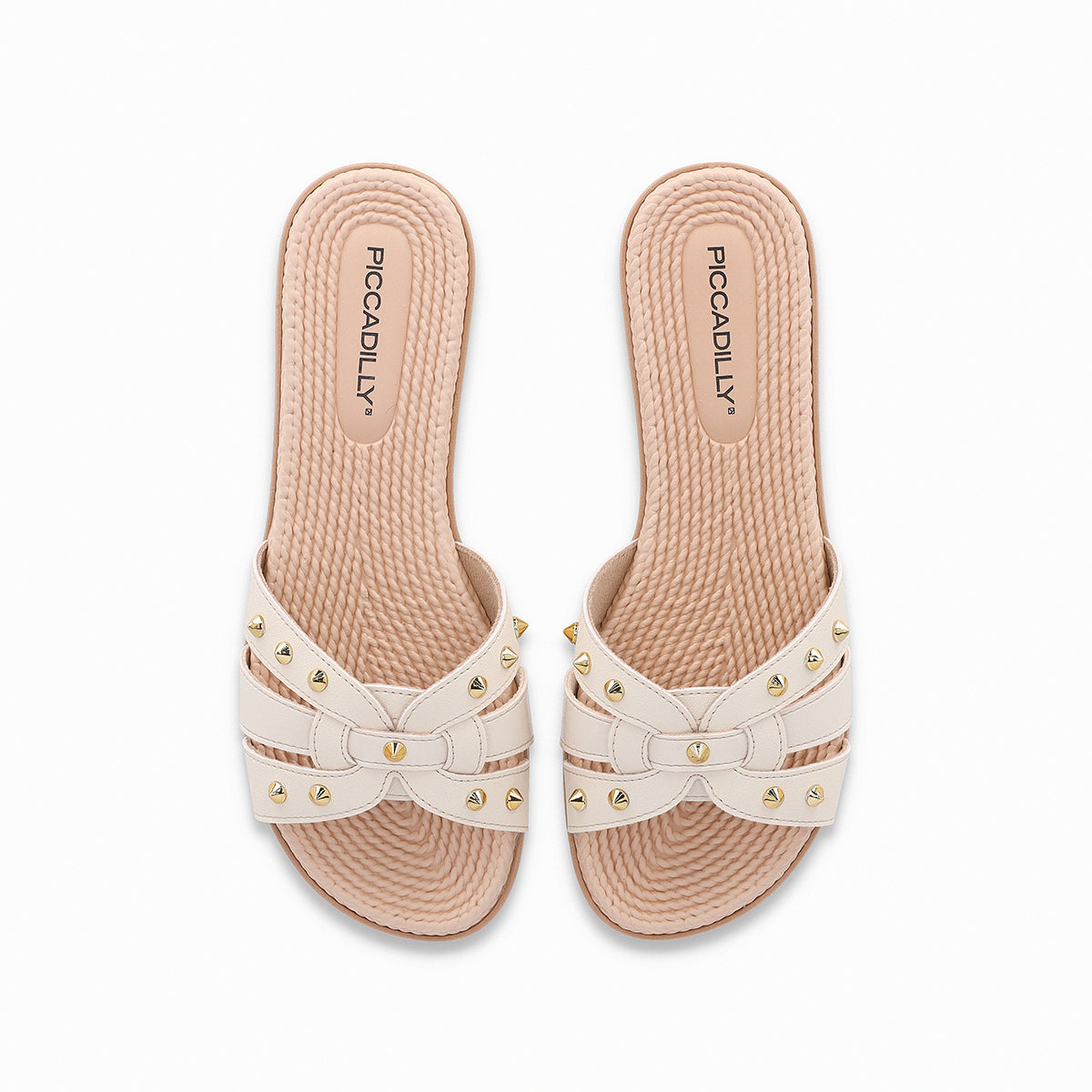 Flats casuales tiras con detalles metálicos – Adla