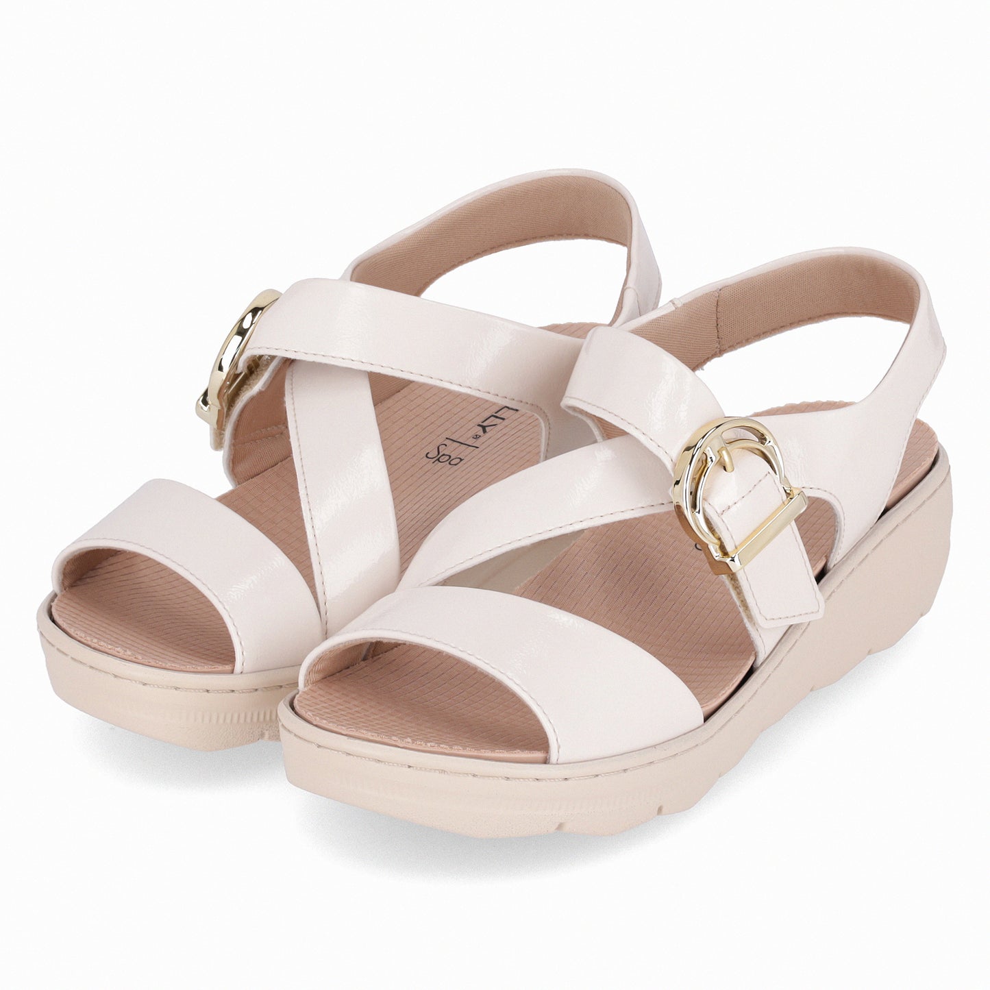 Sandalia cuña media con tiras entrelazadas y velcro – SPA