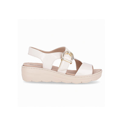 Sandalia cuña media con tiras entrelazadas y velcro – SPA