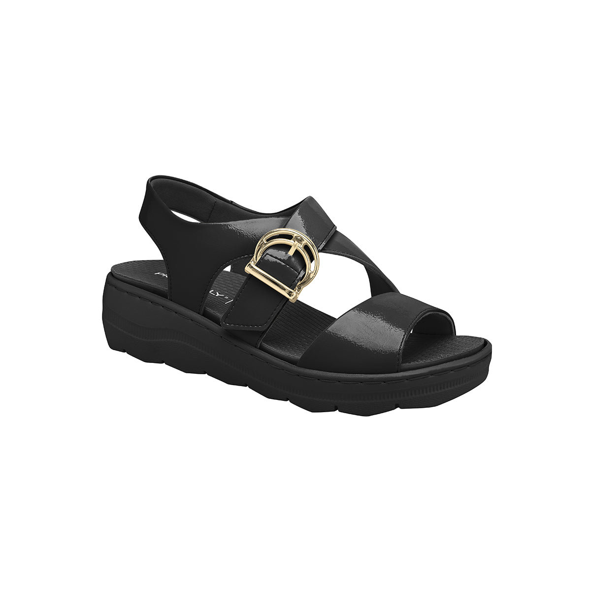 Sandalia cuña media con tiras entrelazadas y velcro – SPA