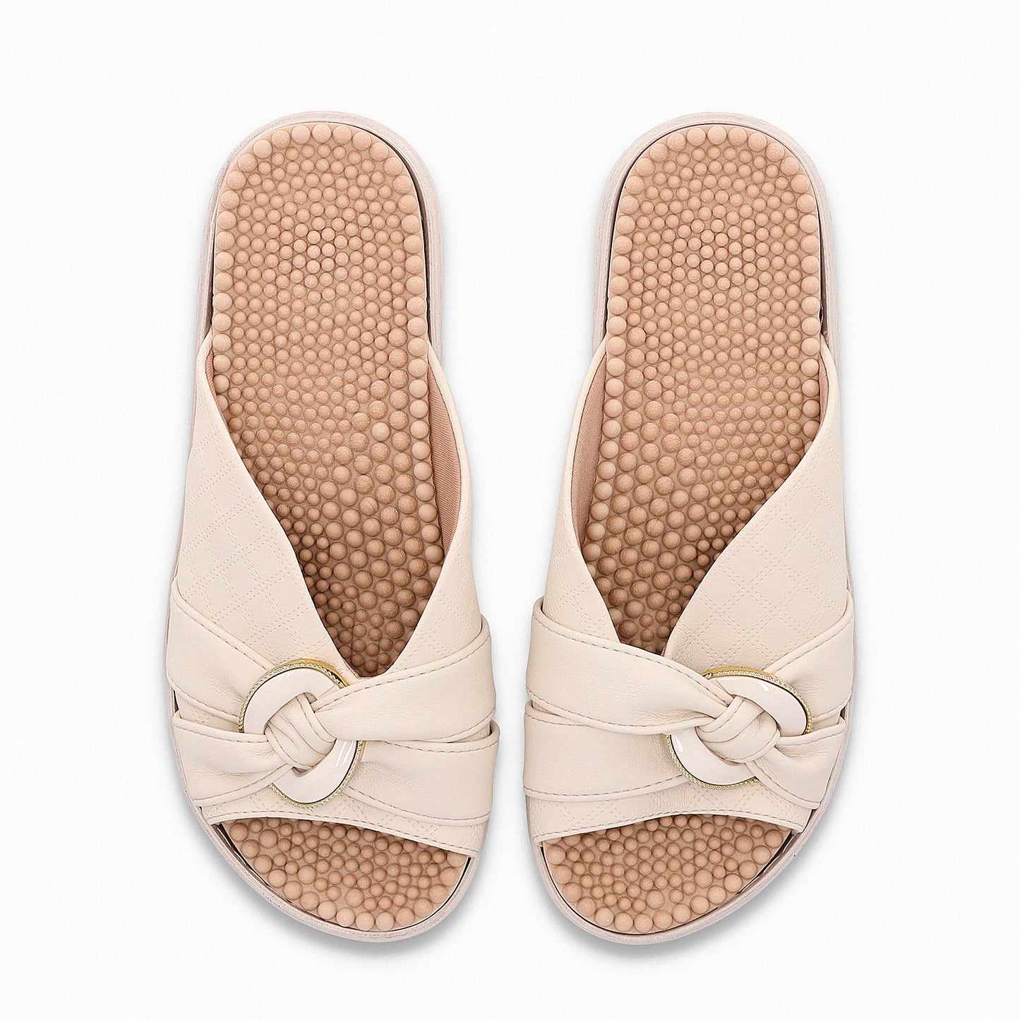 Sandalia estilo zueco abierta con tiras entrelazadas – SPA
