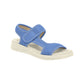 Sandalia color azul de cuña media hecha de elastano color blanco y ajuste con velcro para mujer
