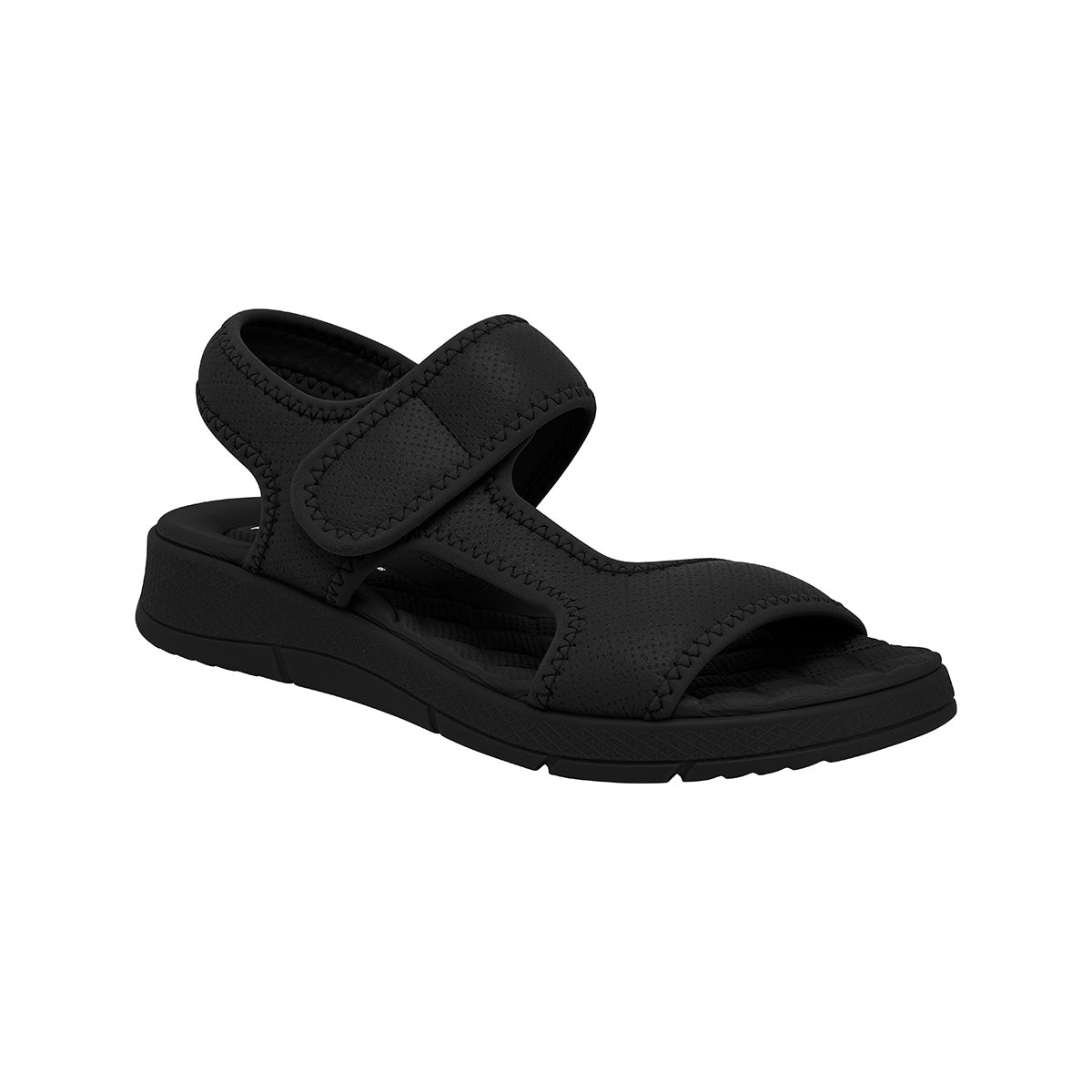 Sandalias color negro de cuña media hechas de elastano y ajuste con velcro para mujer