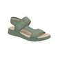 Sandalia color verde de cuña media hechas de elastano y ajuste con velcro para mujer