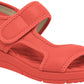 Sandalia color coral de cuña media hechas de elastano y ajuste con velcro para mujer suela plana
