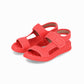 Sandalias color coral de cuña media hechas de elastano y ajuste con velcro para mujer