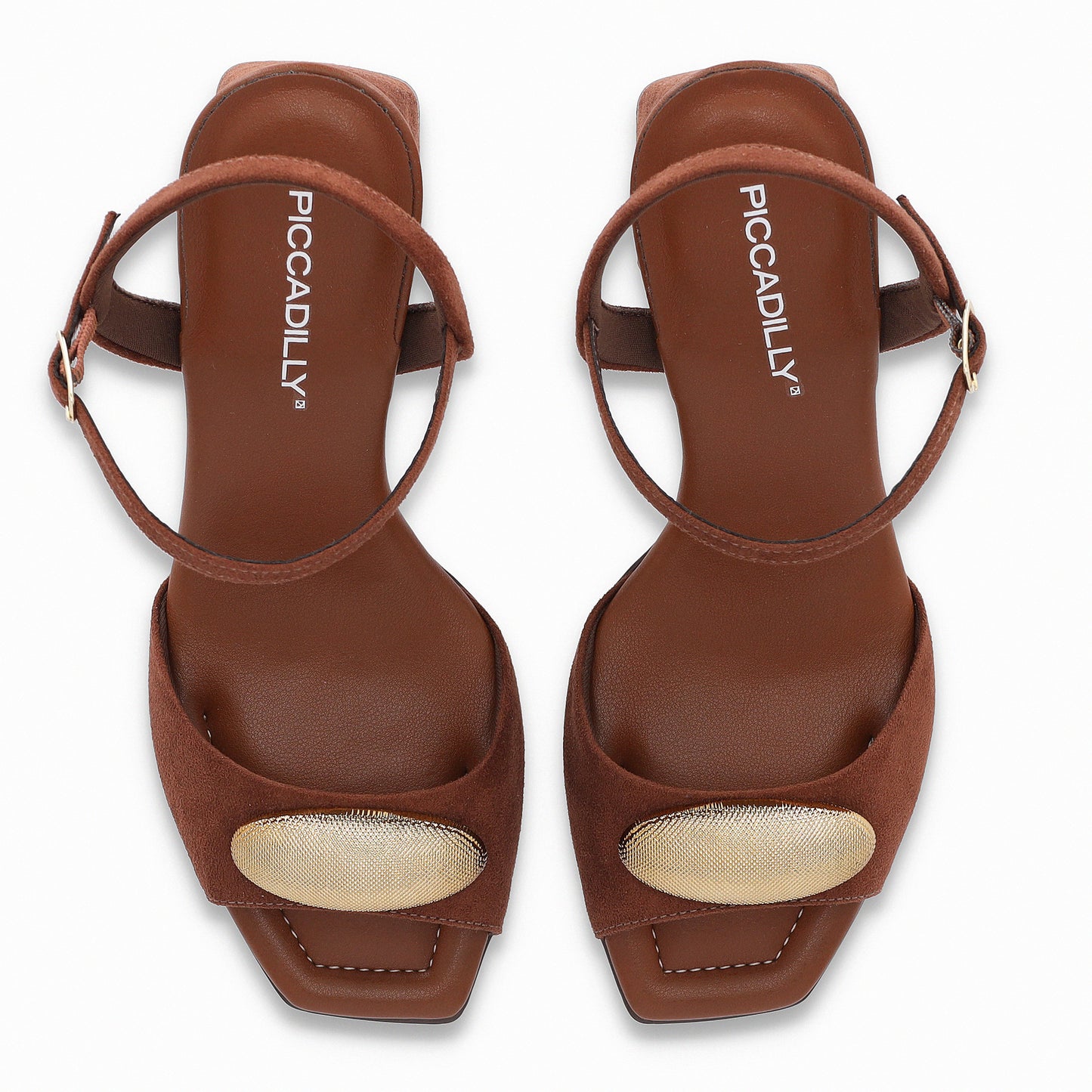 Sandalia tacón grueso elegante con correa ajustable y eslabón frontal - Flavia