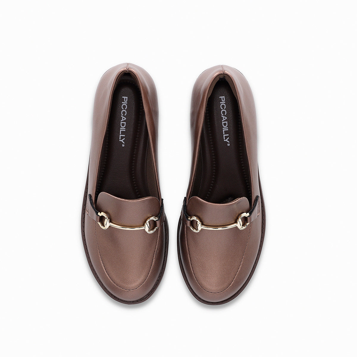 Mocasín de tacón bajo con detalle dorado - leci
