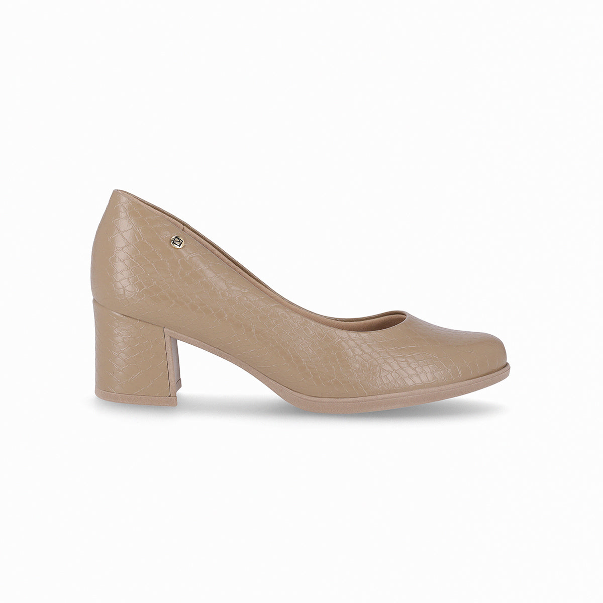 Zapatillas tacón medio de 5 cm con textura efecto piel y suela super adherente para mujer color arena